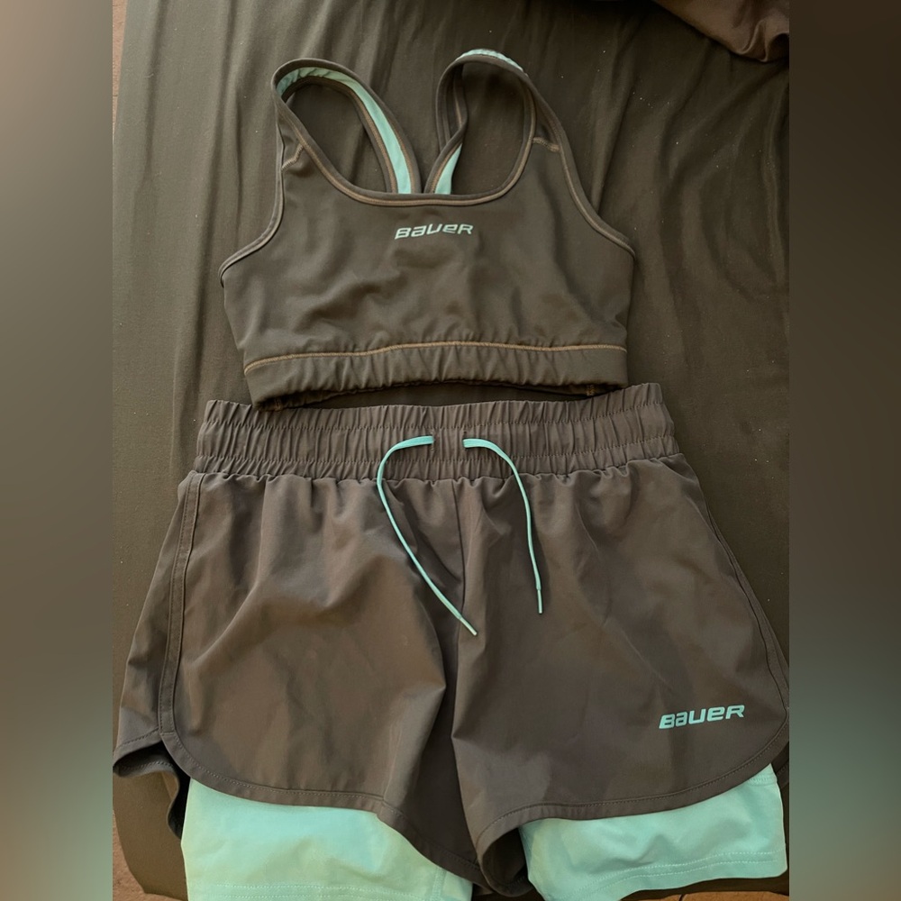 Bauer hockey NG 2 in 1 training shorts running shorts gym shorts and sports bra